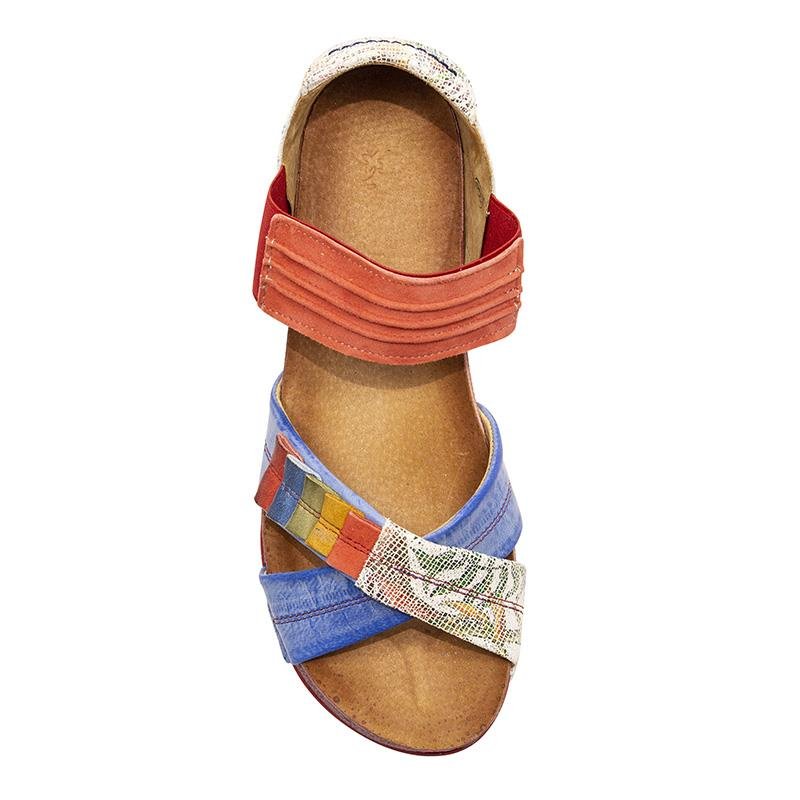 Maciejka Leather Patchwork Sandals With Elastic Strap Multicoloured 03375-38-00-5