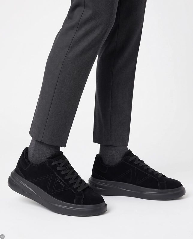Guess Black Leather Men's Sneakers Insulated Black FMFEAL-LEM12-BLK