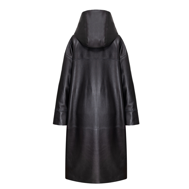 Opra Women's leather Rim Black Coat
