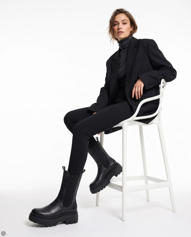 Maciejka Leather Platform Chelsea Boots Black P7844-01/00-7