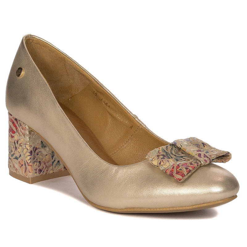 Maciejka Leather Elegant Pumps With Bow Gold 3356A-25/00-1