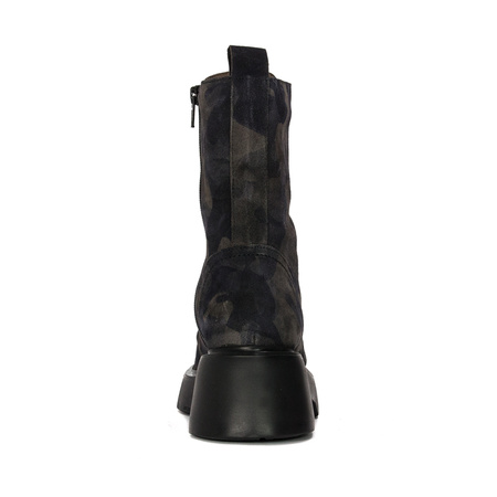 Wonders Women's Leather Boots On The Camo Platform Wonders Botki Damskie Skórzane Na Platformie Jungla Negro