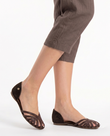 Maciejka Comfortable Leather Flat Women's Sandals Brown 07546-02/00-1