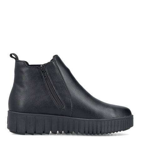 Rieker Botki Na Platformie Damskie Z Zamkiem Czarne Y6151-00-BLACK