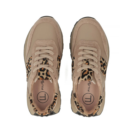 Filippo Beige Leopard Leather Sneakers