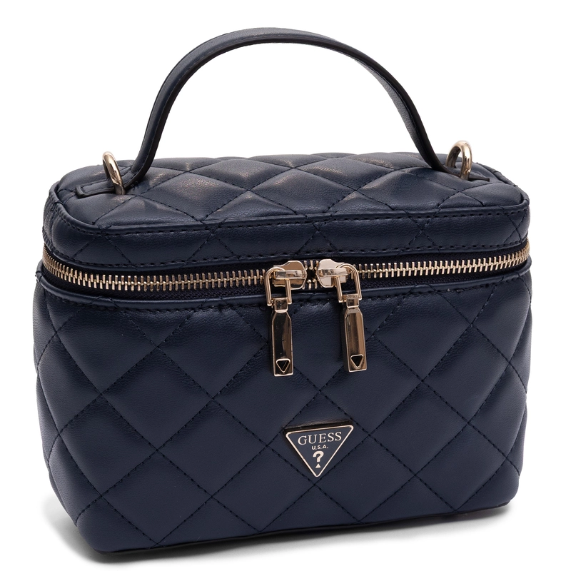 Guess Kuferek Torebka Elegancka Damska Klasyczna Czarna Pikowana Listonoszka QG245677-MIDNIGHT