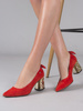 Maciejka Pumps Velour Leather Block Heel Red 5334S-08/00-1