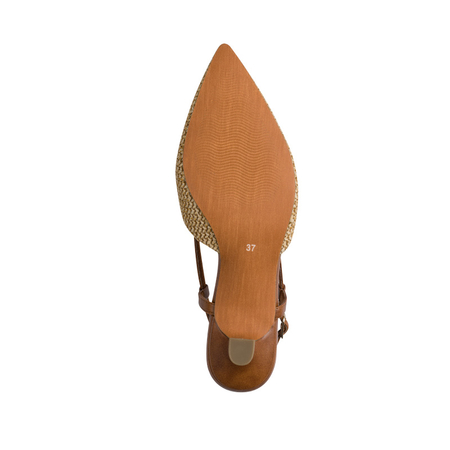 Marco Tozzi Plecione Czółenka Slingback Półbuty Beżowo-Brązowe 2-29503-44392CCOM