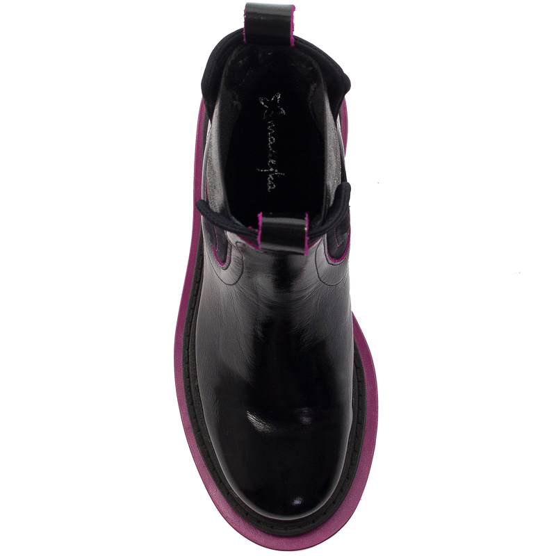 Maciejka Women's Black and Fuxia Details Leather Boots