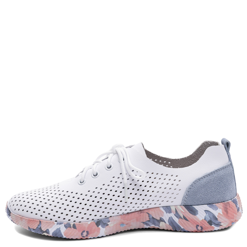 Artiker Skórzane Sneakersy Ażurowe Kolorowa Podeszwa Białe 58C0586