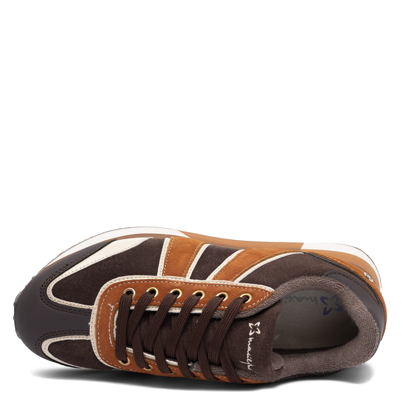 Maciejka Brązowe Skórzane Sneakersy Damskie Na Platformie Pomarańczowe M7356-02/00-7  HTML