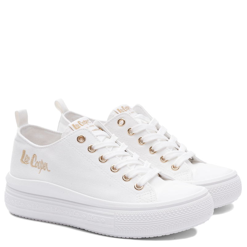 Lee Cooper Trampki Damskie na Platformie Tkanina Białe LCW-26-44-4482L