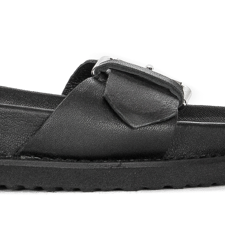 Inuovo Sandały damskie skórzane Black Czarne