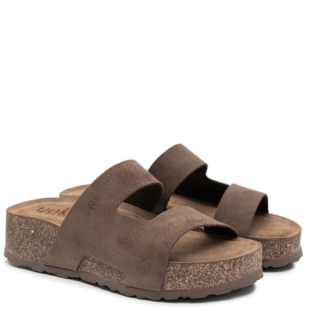 Yokono Wiwi Platform Slides Leather Brown WIWI-260-SER-LODO