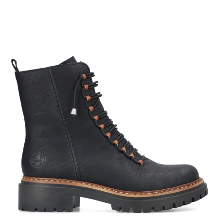 Rieker Insulated Lace-Up Ankle Boots With Zipper Black 72653-00-BLACK