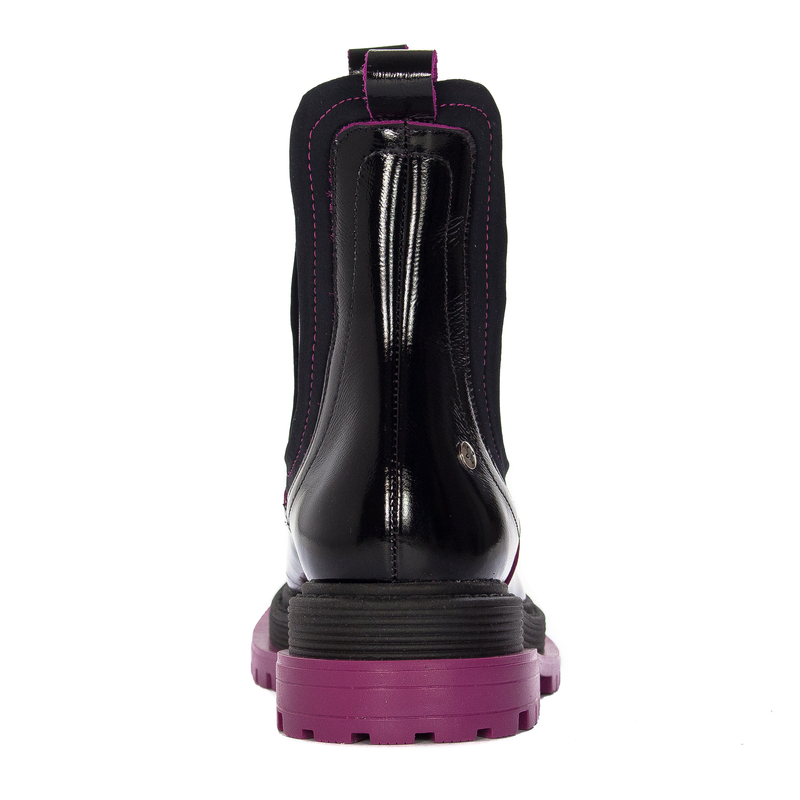 Maciejka Women's Black and Fuxia Details Leather Boots
