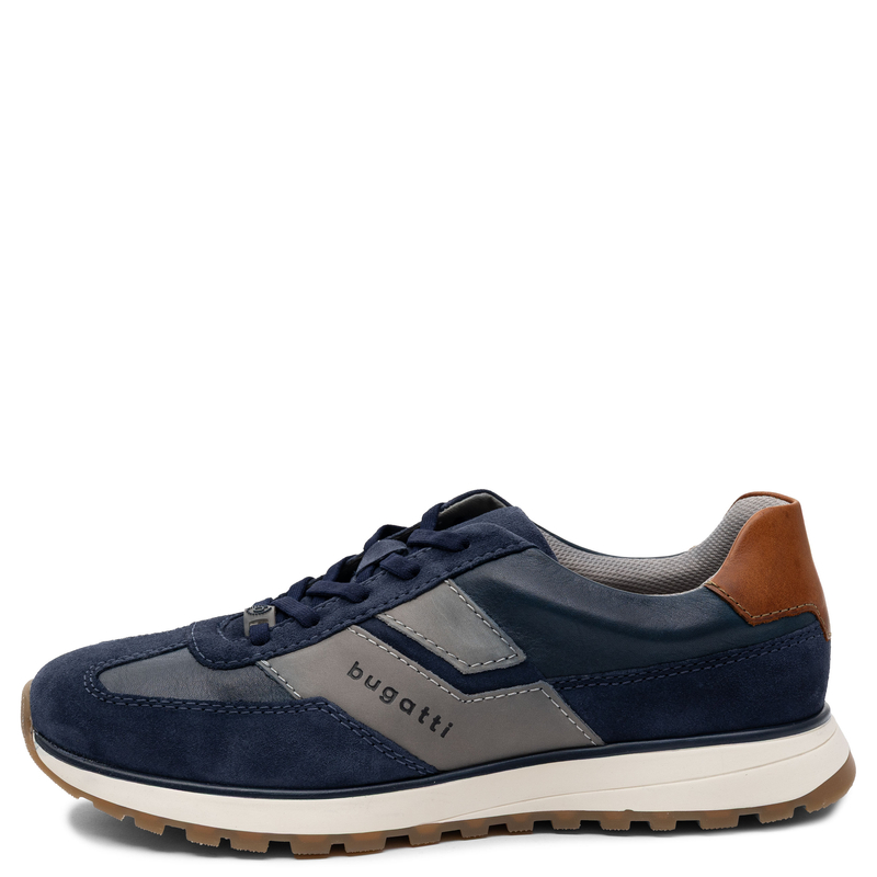 Bugatti Skórzane Półbuty Sneakersy Męskie Granatowe 331AWC011410-BLUE