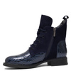 Artiker Leather Lace-Up Ankle Boots Zip Navy 57C0192