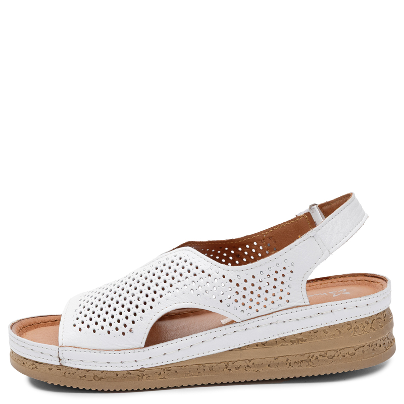 Maciejka Comfortable Openwork Women's Wedge Sandals White L4494-11/00-1