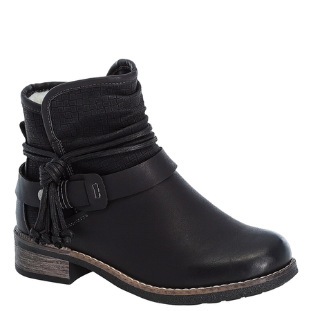 Rieker Botki Ocieplane Damskie Z Ozdobnymi Troczkami Ocieplane Czarne 94689-00-BLK
