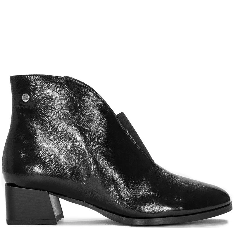 Maciejka Patent Ankle Boots Low Block Heel Black 04777-20/00-3