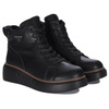 Filippo Women's Leather Ankle Boots on a Platform, Insulated, Black
