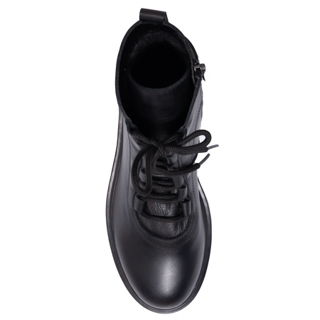 Boccato Women's Leather Lace-Up Ankle Boots Insulated Black 342-60-R014