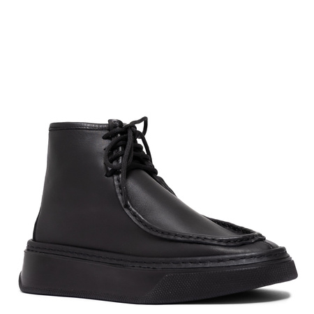 T. Sokolski Leather Platform Ankle Boots Side Zip Black AMI-Z25-430-BLK