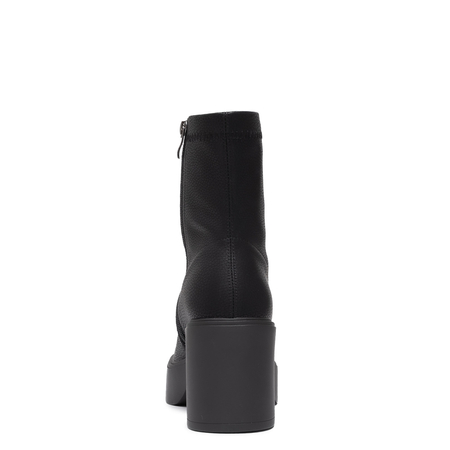 T. Sokolski Leather Platform Ankle Boots Block Heel Black HW-Z25-128-BLK