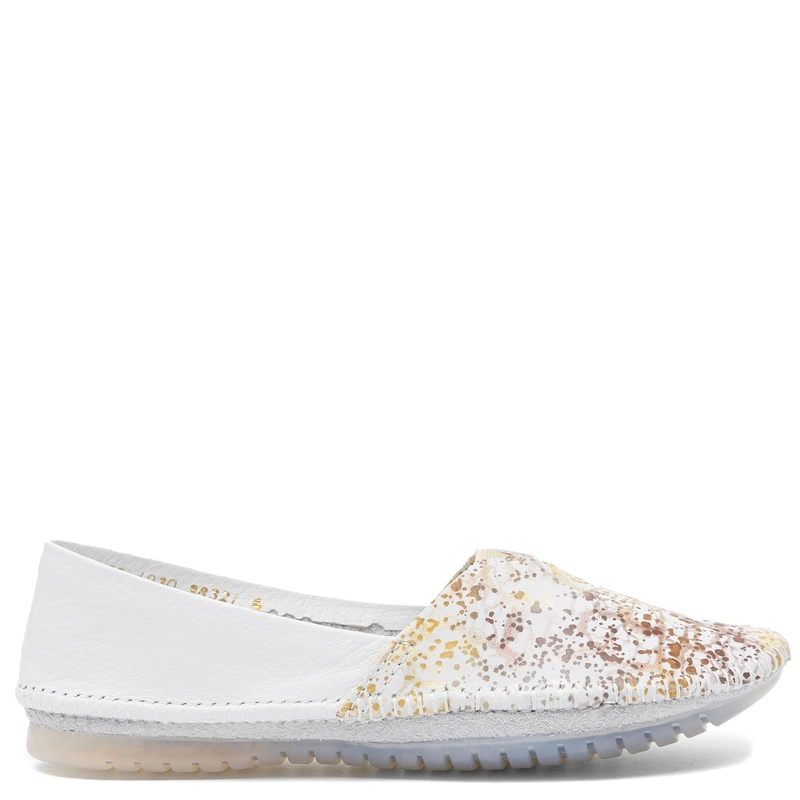 Maciejka Leather Slip-On Patterned Loafers Flat White-Gold 1930B-31/00-0