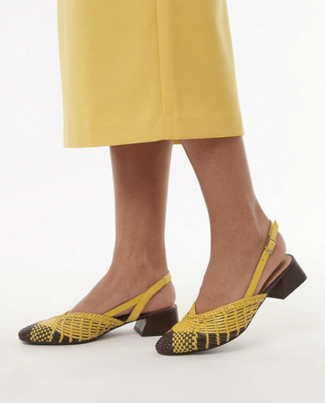 Gioseppo Skórzane Czółenka Slingback Plecionka Żółte 79267-YELLOW