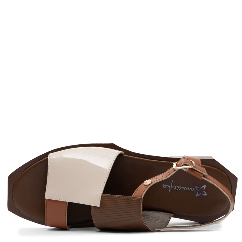 Maciejka Leather Asymmetric Sandals Square Toe Beige-Brown K7477-02/00-1