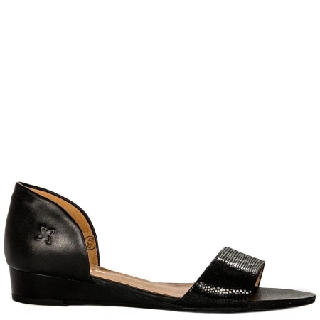 Maciejka Leather Low-Wedge Sandals with Closed Heel Black 01971-11/00-5