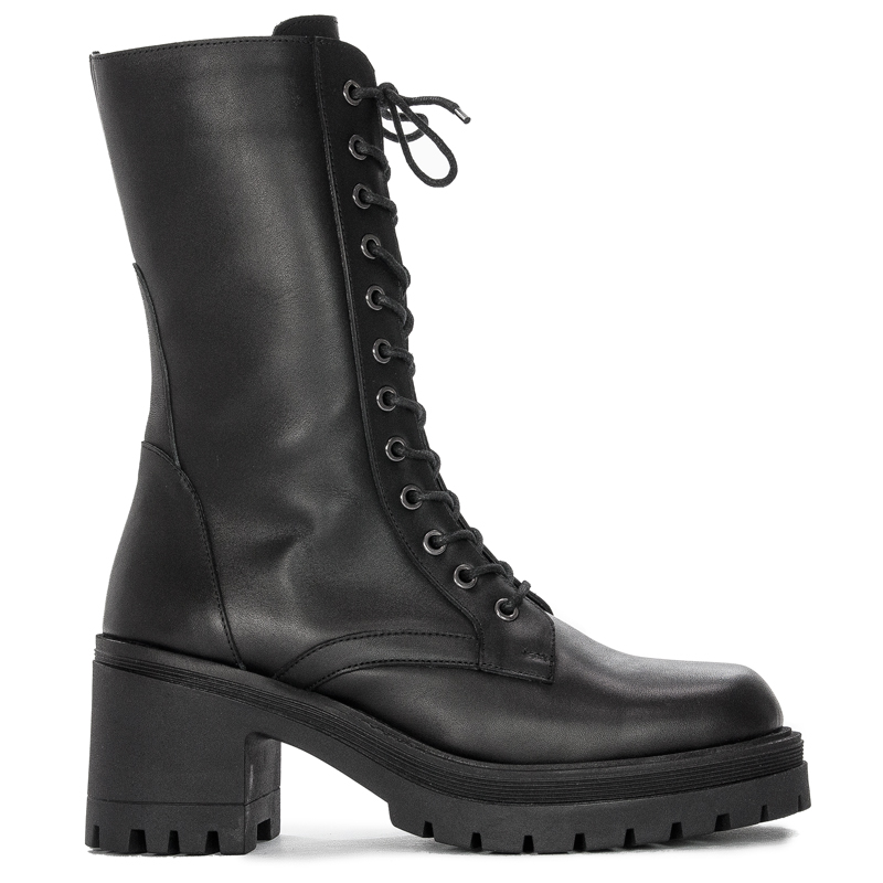 CAFENOIR Women's leather ankle boots Nero black