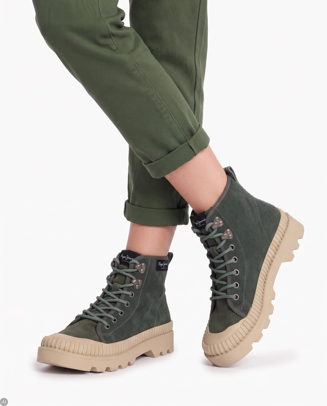 Pepe Jeans PLS50429 790 Grey Green Ascot Desert Lace-up Boots