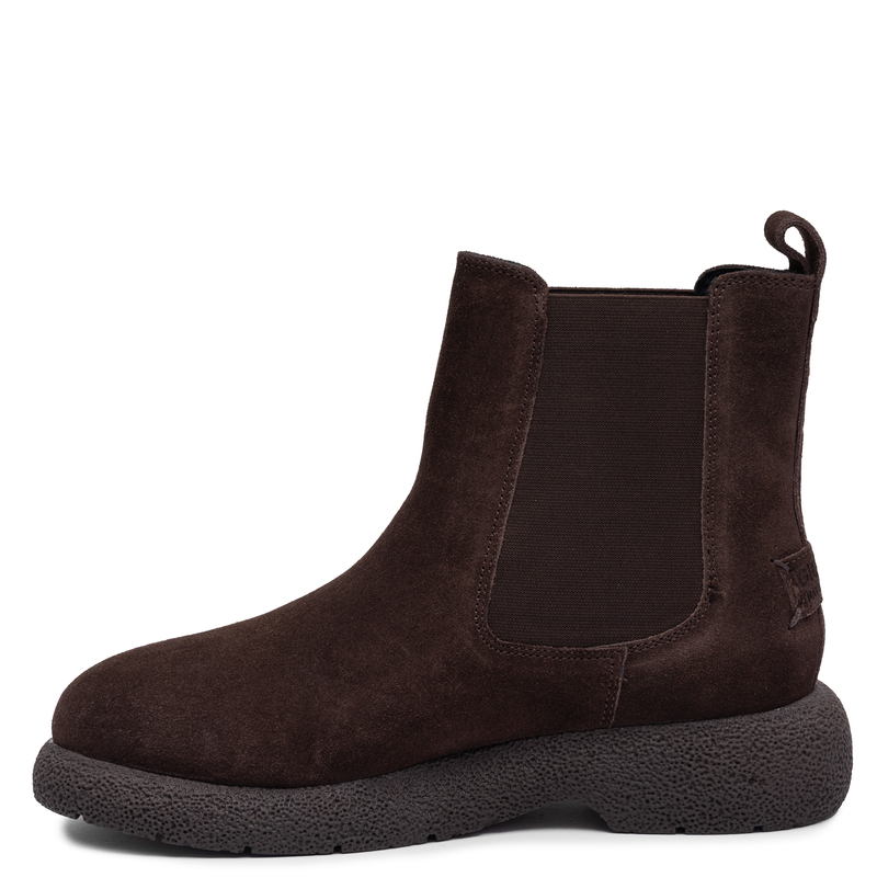 Gioseppo Suede Leather Chelsea Boots Women Chunky Platform Chocolate 73624-A-P-CHOC