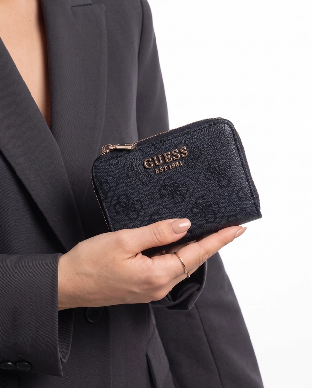 Guess Elegancki Zapinany Na Zamek Portfel Damski Czarny SWSG7459137-COAL