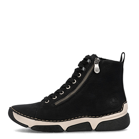 Rieker Warm-Lined Lace-Up Ankle Boots with Side Zip Black 45920-01-BLACK