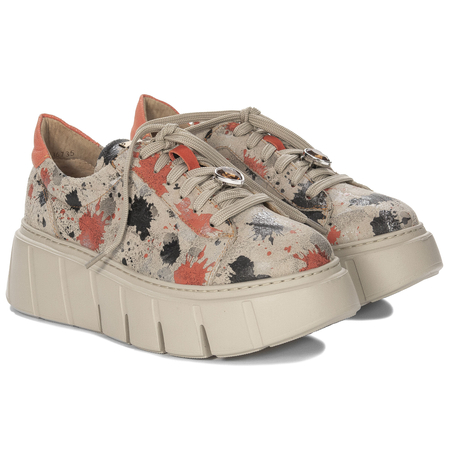 Maciejka leather women’s platform sneakers artistic print multicolor 06891-18/00-8