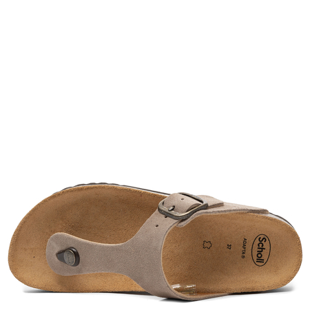 Scholl Leather Adjustable Toe-Post Sandals with Cork Footbed Beige F00740-2361
