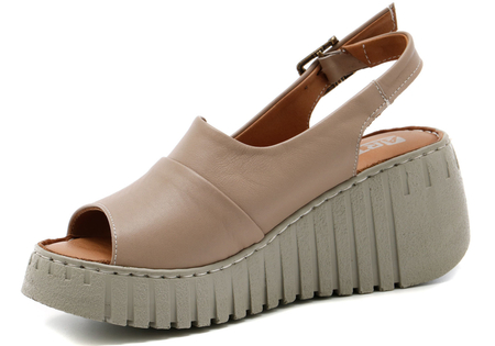 Artiker Leather Wedge Sandals Brown 54C0788-L-BROWN