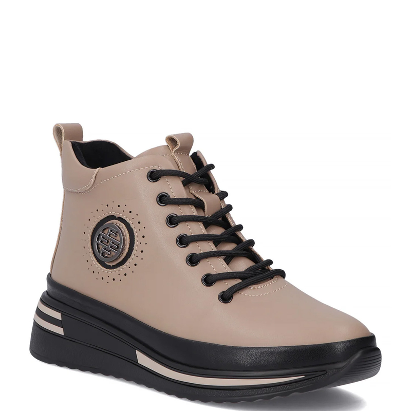 Filippo Insulated Platform Women's Lace-Up Beige Ankle Boots DBT4215-26-TP