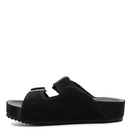 Verbenas Elena Women's Suede Slides On Platform Black ELENA-SERRAJE-NEG