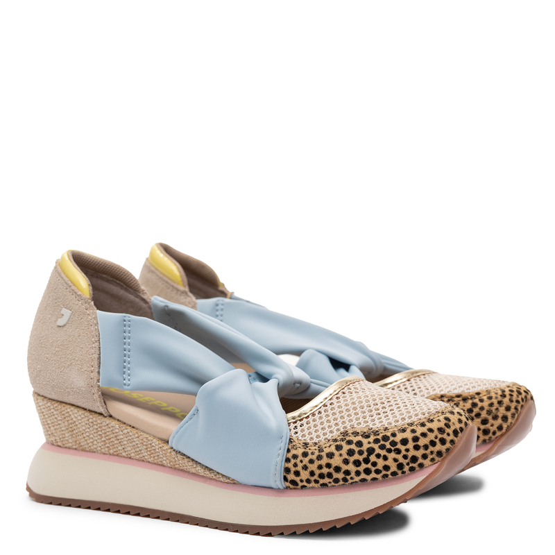 Gioseppo Wedge Slip-Ons With Twisted Straps Women’s Shoes Breathable Mesh Multicolor 78615-TARLAC-BLUE