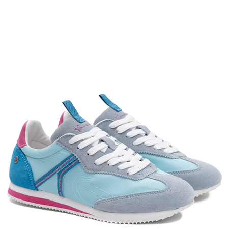Maciejka Skórzane Wielokolorowe Sneakersy Zamszowe Niebieskie M7355-06/00-7