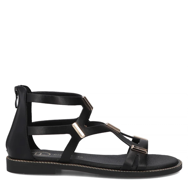 Filippo Stylowe Sandały Gladiatorki z Metalowymi Ozdobami Czarne DS6912-26-BK