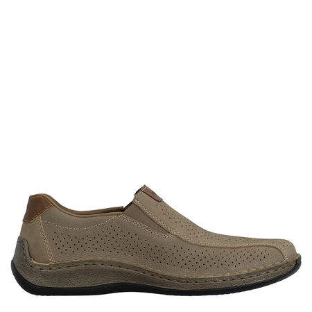 Rieker Men's Leather Perforated Slip-On Loafers Beige 05272-64