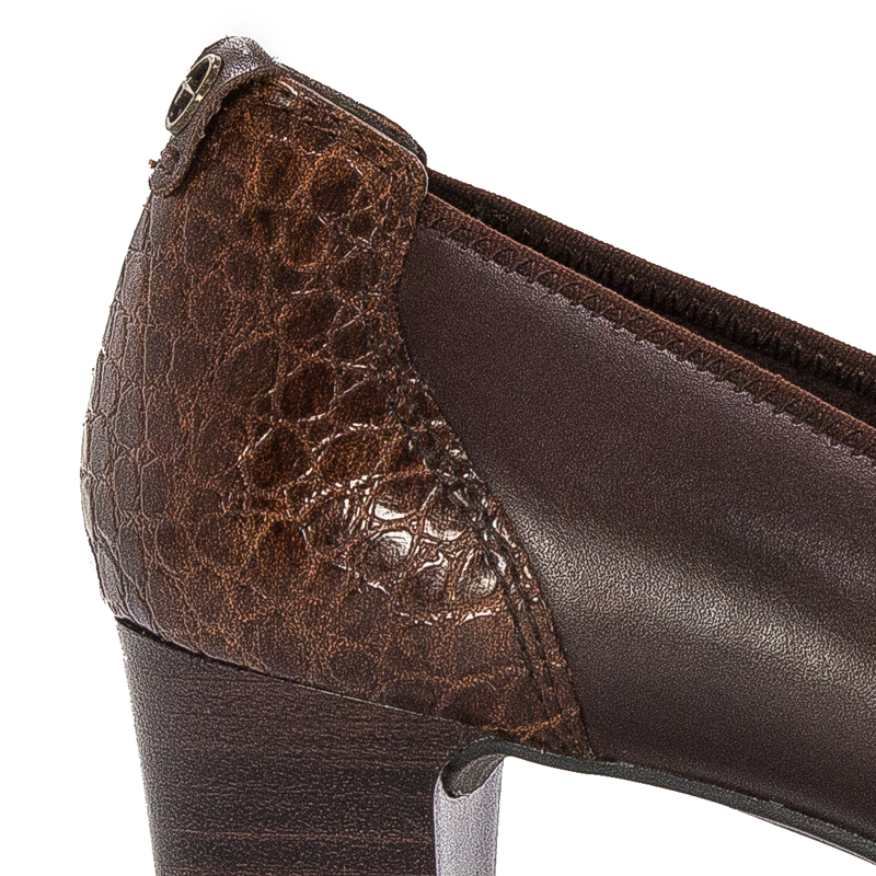 Tamaris Czółenka damskie skórzane Mahogany Comb brązowe