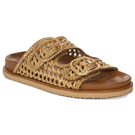 Inuovo Women's Leather Flip-Flops Gold