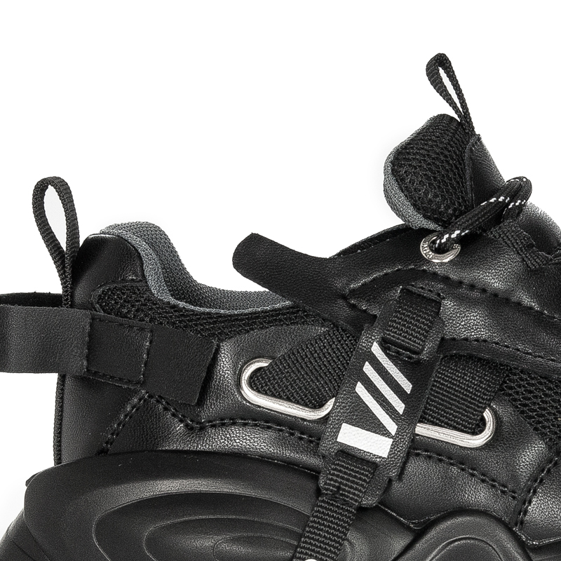 GOE Sneakersy damskie na platformie Black czarne